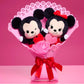 Just Play Disney Valentine’s 13.5" Bouquet w/ Medium Mickey Mouse and Minnie Mouse Plush Stuffed Animals Collectible Plush Hearts