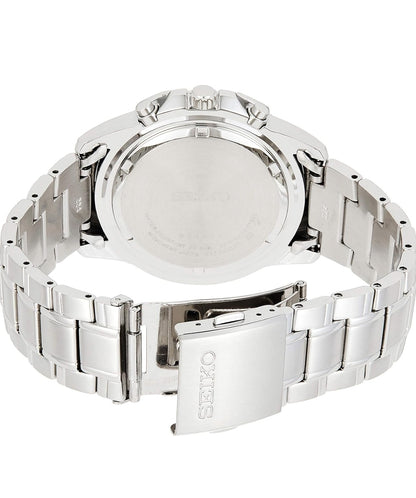 SEIKO Horlosie met Sonkrag-Chronograaf, Datumkalender en LumiBrite-wysers, Vlekvrye Staal en Waterbestand tot 100m - BLOU