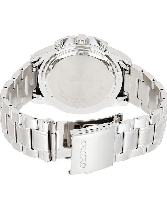 SEIKO Horlosie met Sonkrag-Chronograaf, Datumkalender en LumiBrite-wysers, Vlekvrye Staal en Waterbestand tot 100m - BLOU