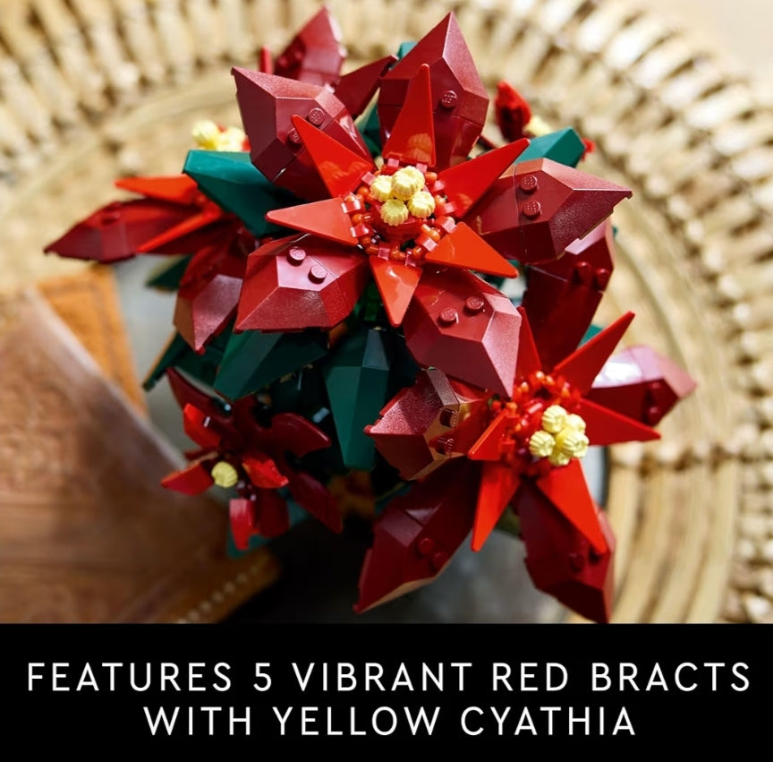 LEGO Icons Poinsettia Boustelle vir Volwassenes - Kunsmatige Blommeversiering