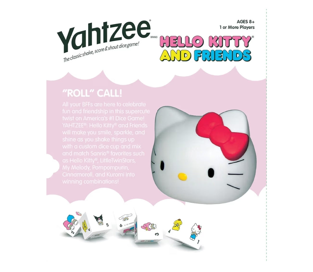 YAHTZEE: Collectible Head Dice Cup, Classic Family Hello Kitty Dice Game