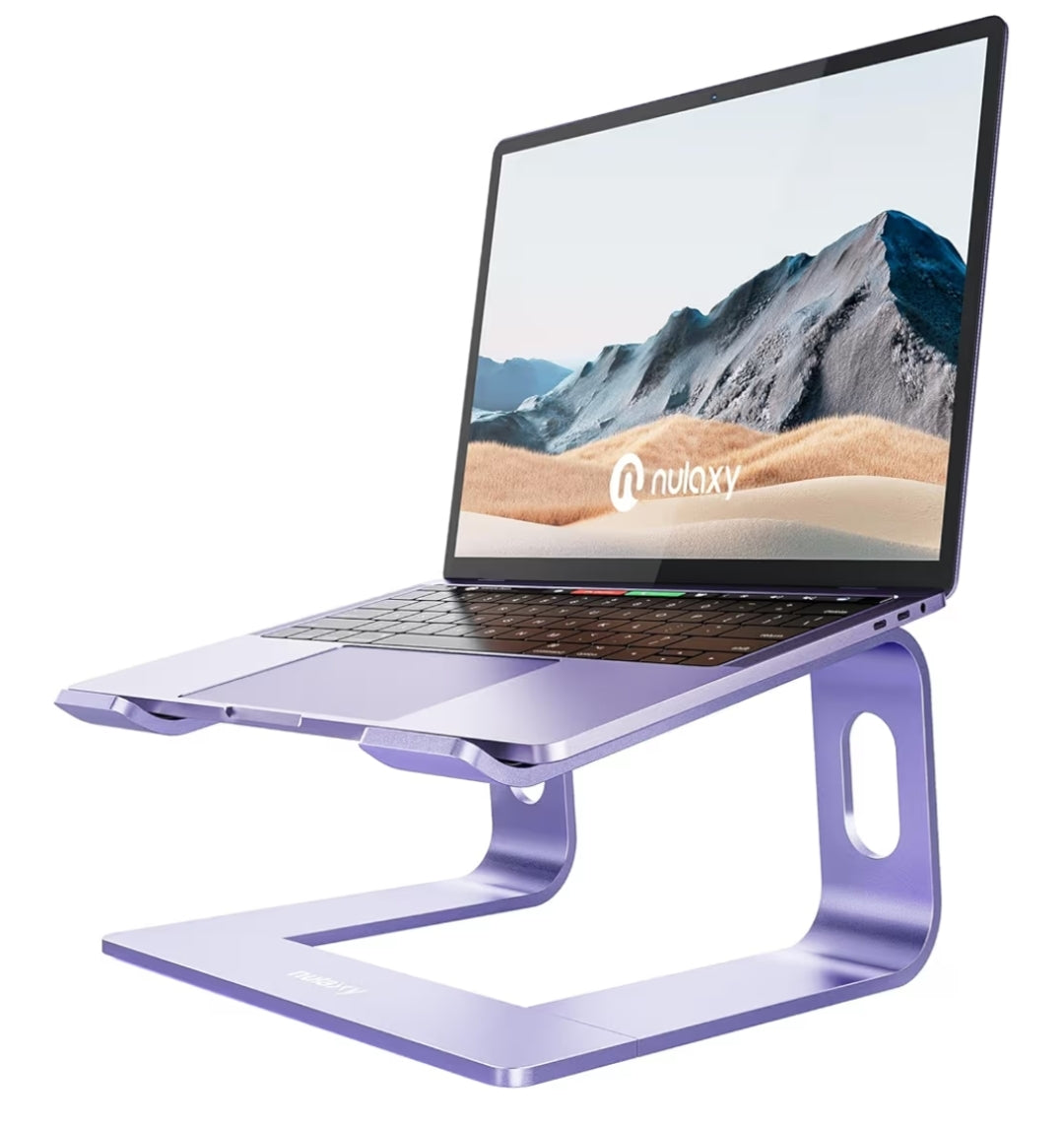 Ergonomiese Aluminium Skootrekenaarstaander - Afneembare Verhoger vir 10-15.6' - (Pers)
