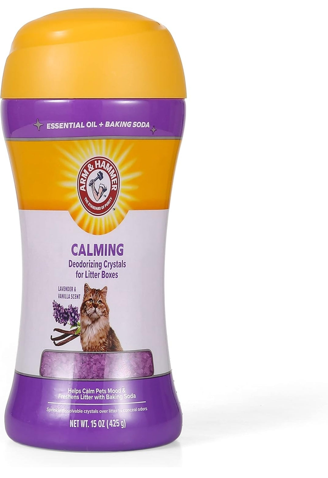 Arm & Hammer Cat Crystal Deodorizer for Litter Box - Calming Lavender & Vanilla Scented Cat Litter Smell Eliminator -(15 Oz)