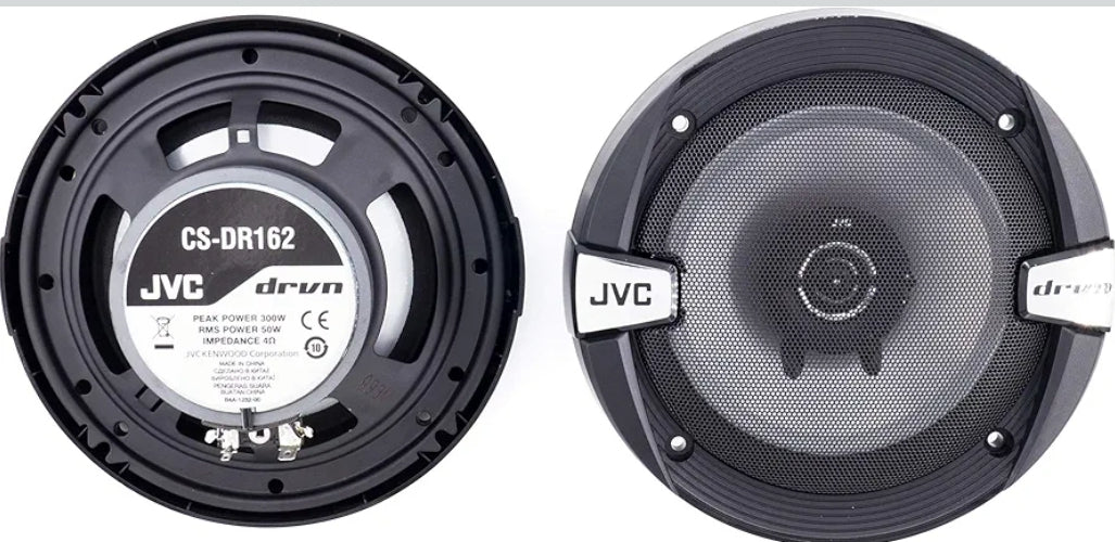 JVC CS-DR162 DRVN Reeks 6.5 Duim 2-Rigting 300 Watt Motorluidsprekers (Koaksiaal) - Stel van 2 (Swart) met toeterringklankversterker
