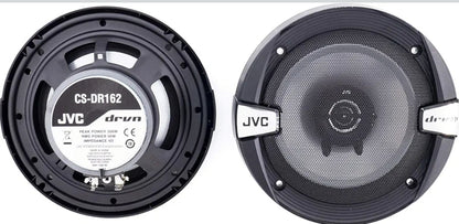 JVC CS-DR162 DRVN Reeks 6.5 Duim 2-Rigting 300 Watt Motorluidsprekers (Koaksiaal) - Stel van 2 (Swart) met toeterringklankversterker