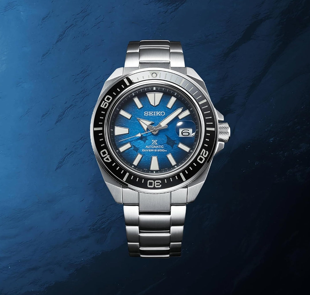 SEIKO Outomatiese Duikhorlosie vir Mans - Prospex Spesiale Uitgawe - LumiBrite Wysers, Eenrigting Ring - Waterbestand 200M