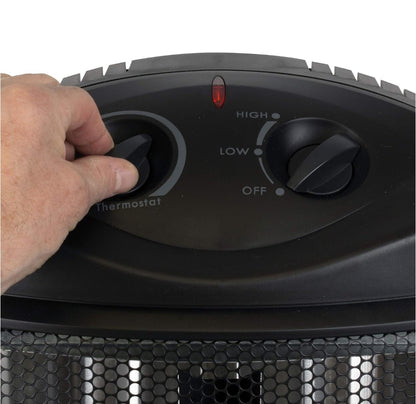 BLACK+DECKER Infrarooi Strale Kwarts Toring Verwarmer, 1500W Ruimteverwarmer met Verstelbare Termostaat, Draagbare Verwarmer met 2 Verstellings, Persoonlike Verwarmer vir Huis en Kantoor, BHTI06, Swart