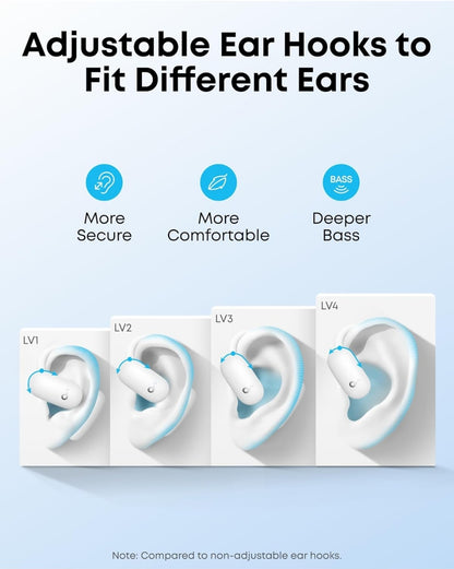 Soundcore AeroFit 2 by Anker, Open-Ear Headphones, Translation Earbuds Real Time, 4 Adjustable Positions for Every Ear Size, 2x Richer Bass, Hi-Res, 42H Playtime, IP55,AI Clear Calls,Wireless Charging