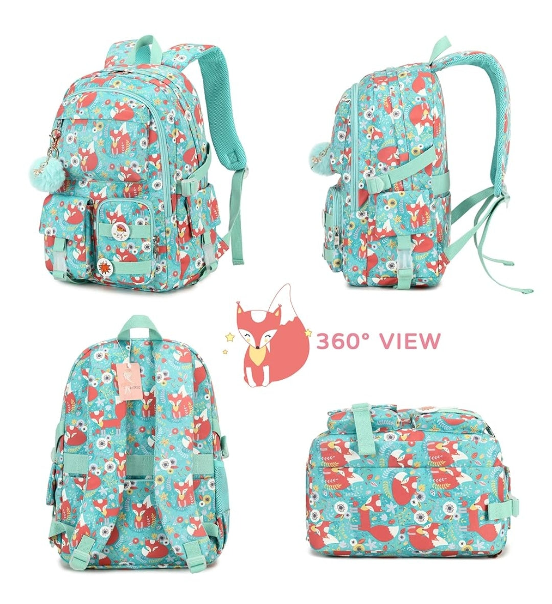 Girls Backpack,15.6 Inch Laptop School Bag Large Primary Elementary Middle College Bookbags Kids Backpacks for Teens Girl Women Students Anti Theft Travel Daypack (Green)