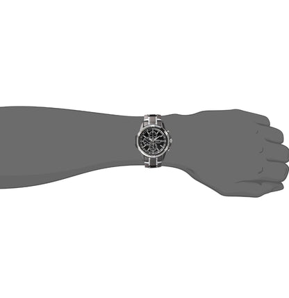 SEIKO Horlosie met Sonkrag-Chronograaf, Datumkalender en LumiBrite Wysers, Vlekvrye Staal en Waterbestand tot 100m – SWART