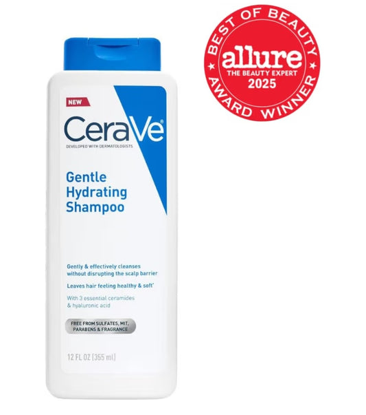 CeraVe Sagte Hydrerende Sjampoe, m/ Seramiede, Niasienamied & Hialuroonsuur Sulfaatvry & Kleurveilige Sjampoe, Vir Alle Haartipes (355 ml)