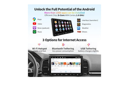9" Motorradio, Dubbel-DIN Radio, Draadlose CarPlay & Draadlose Android Auto, Skakelspieël, GPS-opsporing, Ingeboude navigasie, Dubbele Bluetooth