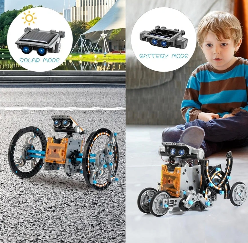 14-in-1 Solar Robot Kit Educational STEM Science Toy, DIY Solar Power Building Kit - Robotic Set Toys (Gray)