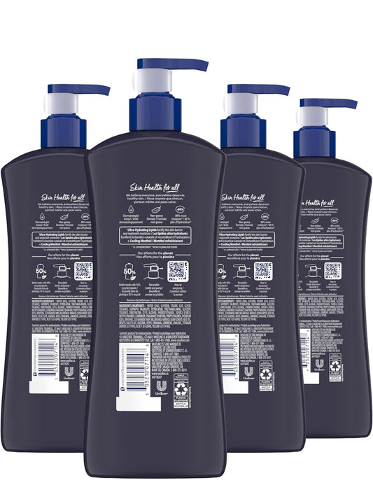 Vaseline Men Cooling Hydration 3-in-1 4-pak vir Droë Vel, Gesig, Hande en Lyfroom vir Mans met Menthol & Ultra-Hidrerende Lipiede 20.3 oz