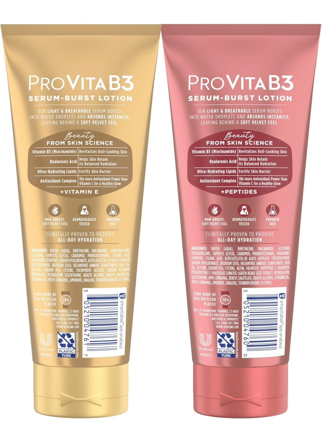 Vaseline Pro VitaB3 Skin Care Serum Burst for Healthy, Glowing Skin Luminous Glow & Supple & Soft 10x Antioxidant Power of Vitamin C with Vitamin B3, Hyaluronic Acid 7.5 fl oz 2Pk