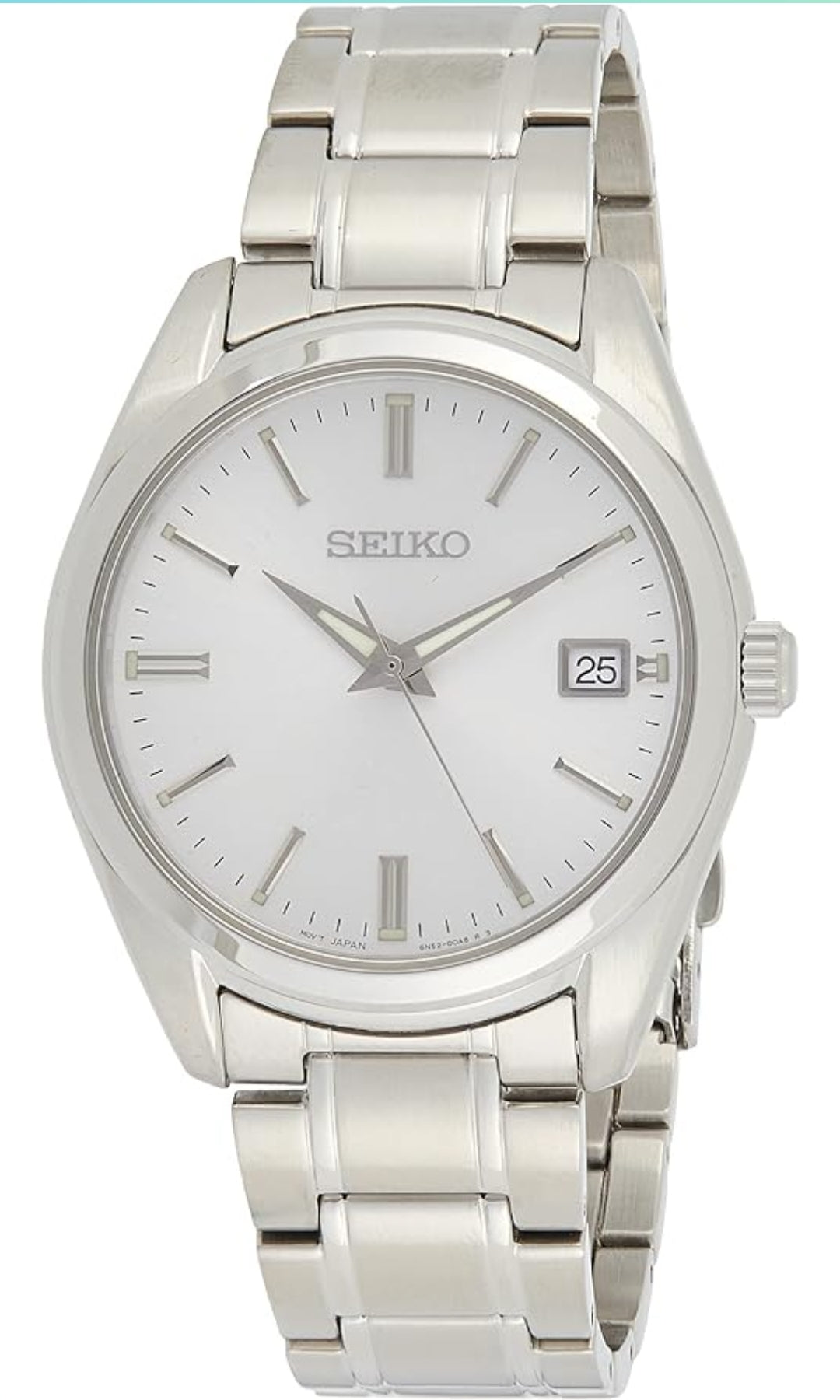 Seiko Mans Benodigdhede Japannese Kwarts Vlekvrye Staal Band - Silwer