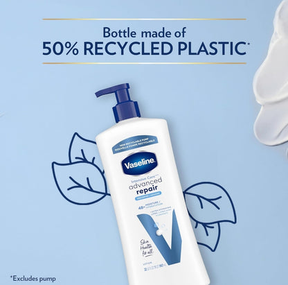 Vaseline Intensive Care Body Lotion Advanced Repair Unscented for Dry Skin Lotion Made with Ultra-Hydrating Lipids + Vaseline Jelly to Repair Extremely Dry Skin 32 Oz