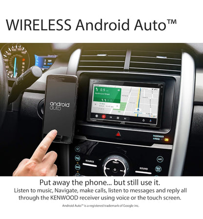 JVC Ingeboude Wi-Fi vir Draadlose CarPlay Android Auto, 6.8" LCD-raakskerm, AM/FM, Bluetooth, MP3-speler, USB-poort, Dubbel-DIN, 13-band EQ, SiriusXM Motorradio