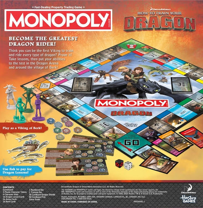 Monopoly DreamWorks How to Train Your Dragon Edition Board Game - Fun Family Games for Kids, Teens & Adults