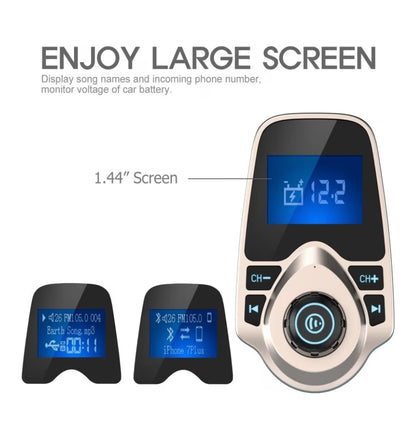 Bluetooth Motor FM-Sender Oudio-adapter Ontvanger Draadloos Handvry Voltmeter Motorkit TF Kaart AUX 1.44 Vertoon - Goud