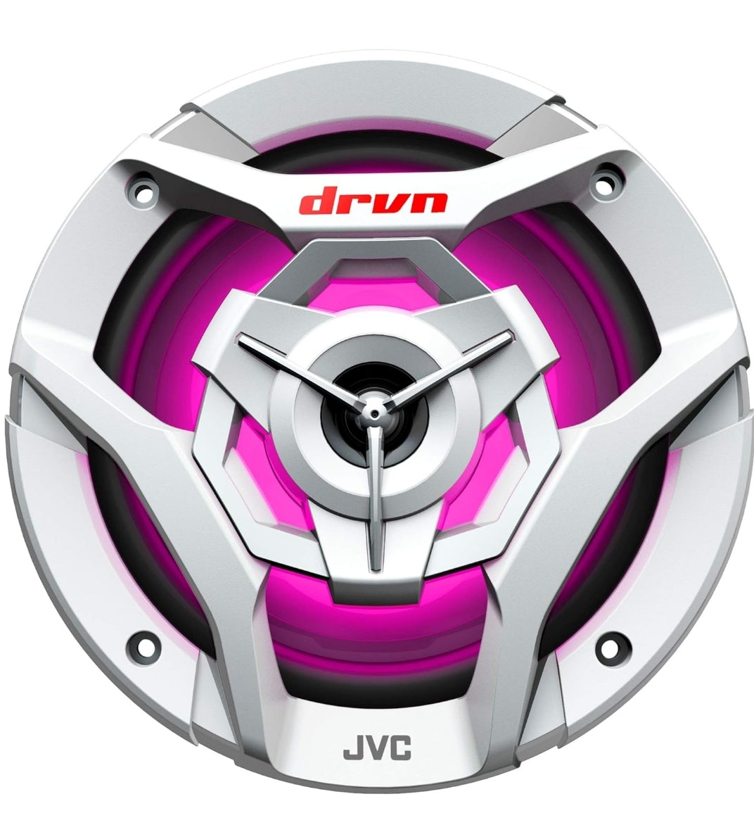 JVC CS-DR620MBL 6.5 Duim Motor & Mariene, Motorsport, Klankstelsel Stereo 2-rigting Luidsprekers met Koel Ingeboude RGB LED-ligte, Weerbestand IPX5, 260 Watt, UV-beskermde Roosters Ingesluit – Swart