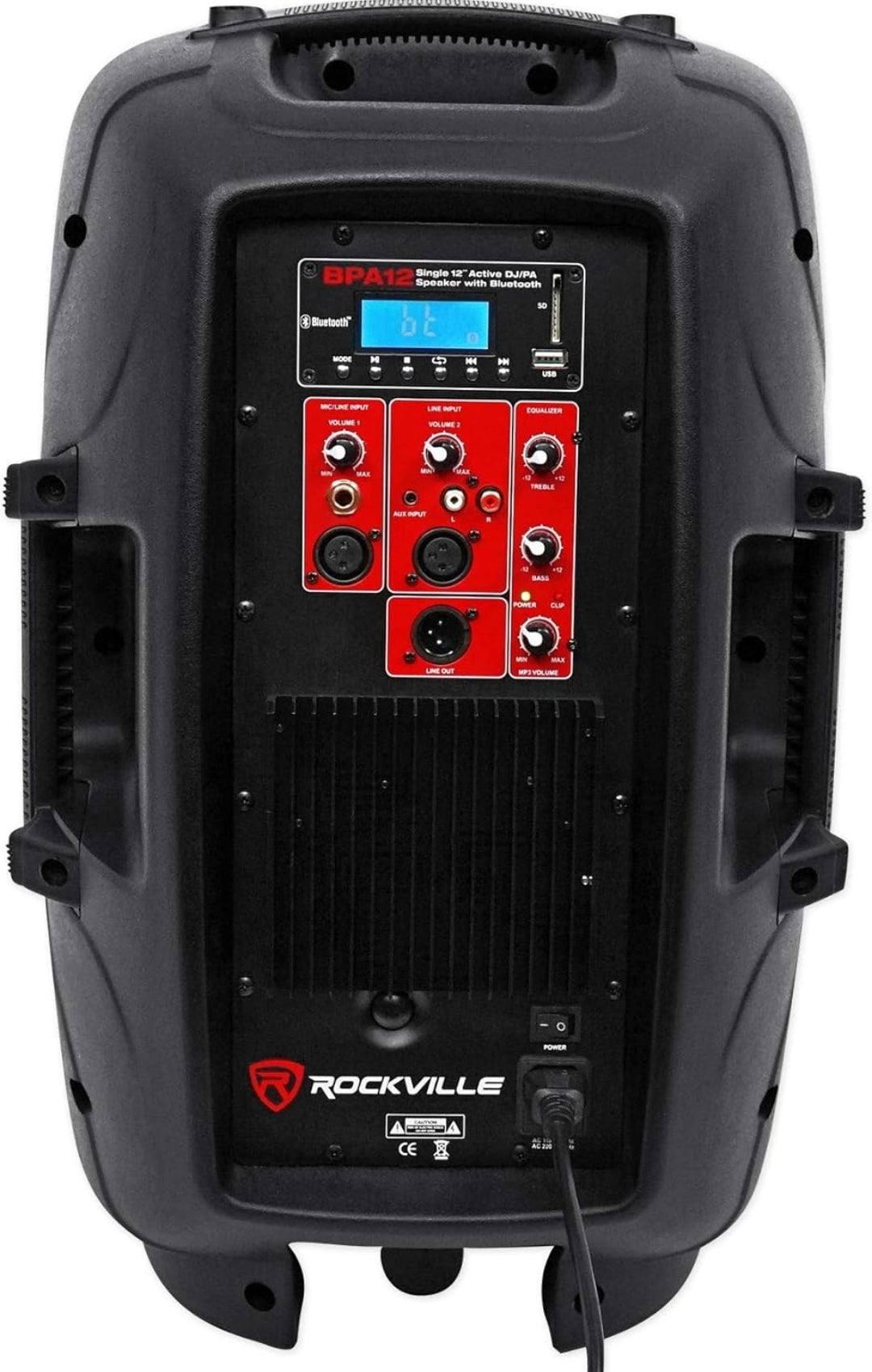 (2) Rockville BPA12 12"Powered Active DJ PA Speaker with Bluetooth, USB, SD, FM Radio, LCD, Stand Mountable, for Events and Performances