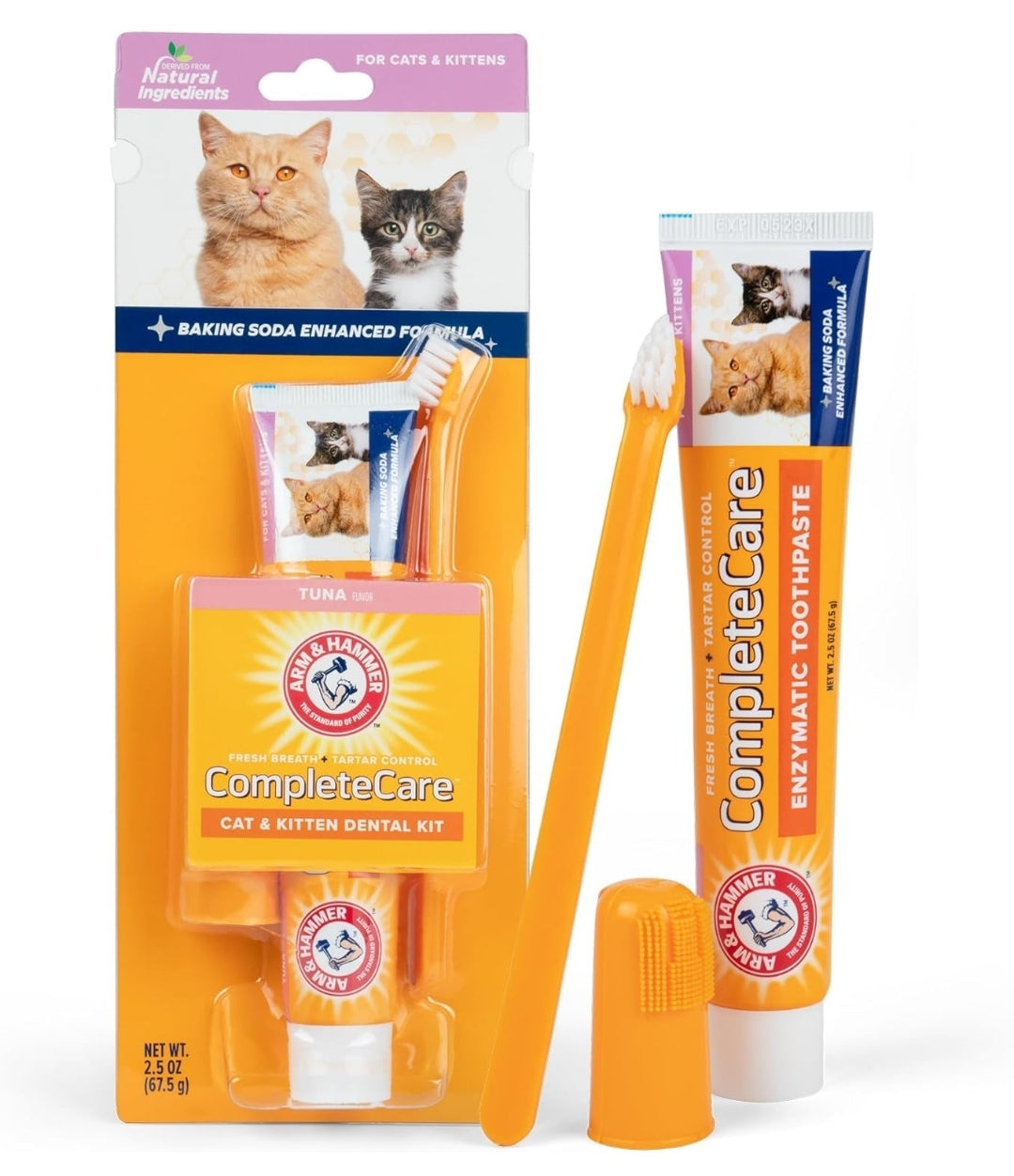 Arm & Hammer for Pets Complete Care Cat & Kitten Dental Kit | Includes 2.5 oz Tuna Flavor Enzymatic Cat