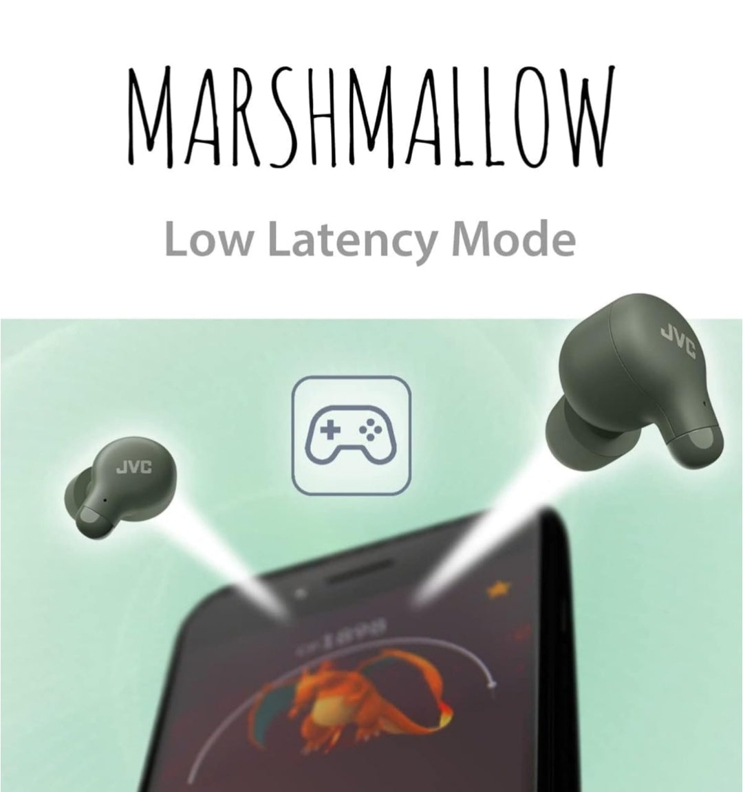 JVC Marshmallow Ware Draadlose Bluetooth 5.3 Oorfone – 28H Battery, Traagskuim Oorstukke vir Heeldaggemak, IPX4 Waterbestand, Mik, Kompakte Houer, vir iPhone & Android