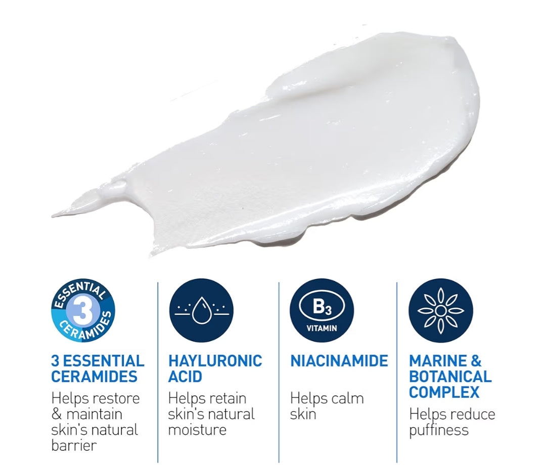 CeraVe Oog Herstelroom, Onder Oogroom Vir Swelling En Sakke Onder Oë, Hialuronzuur + Niasinamied + Mariene Botaniese Kompleks