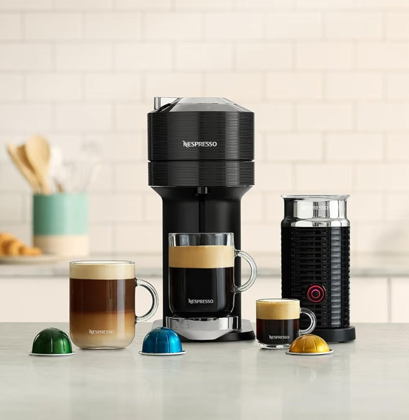 Nespresso Vertuo Next Koffie- en Espressomasjien deur Breville Premium, Melkskuimer, met Aeroccino