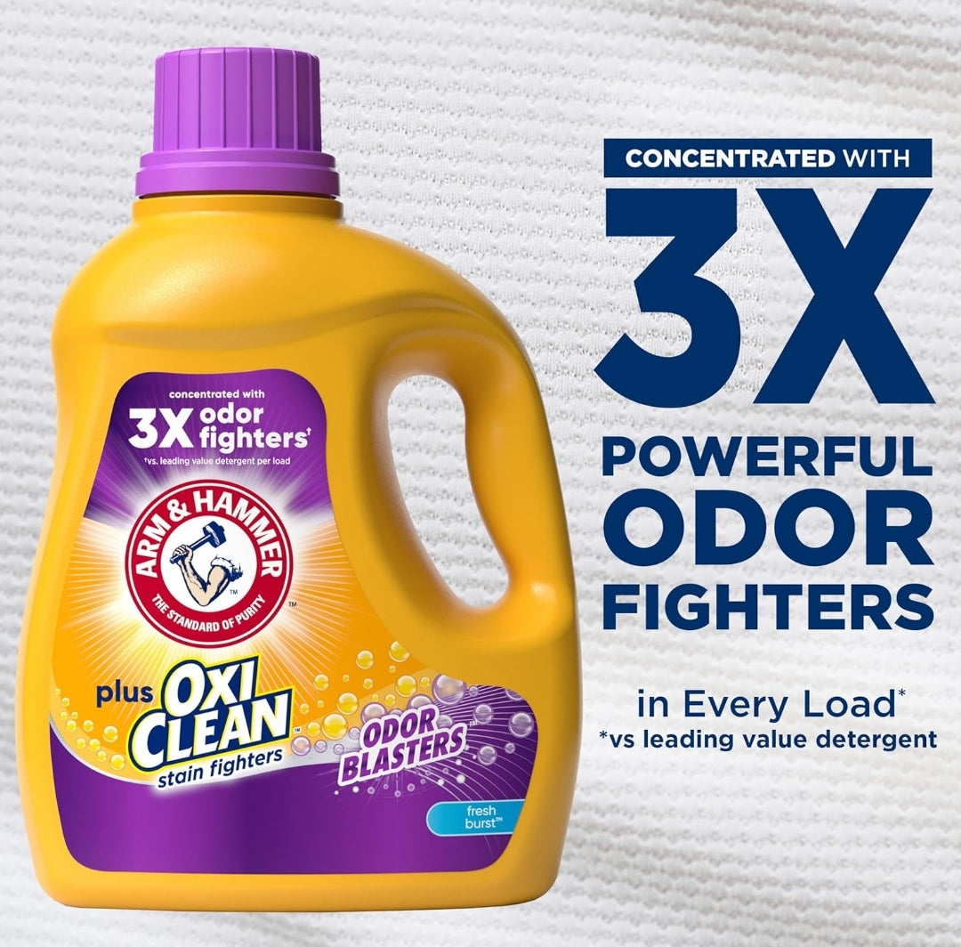 ARM & HAMMER Plus OxiClean Odor Blasters Fresh Burst, 77 Loads Liquid Laundry Detergent (100.5 Fl oz)