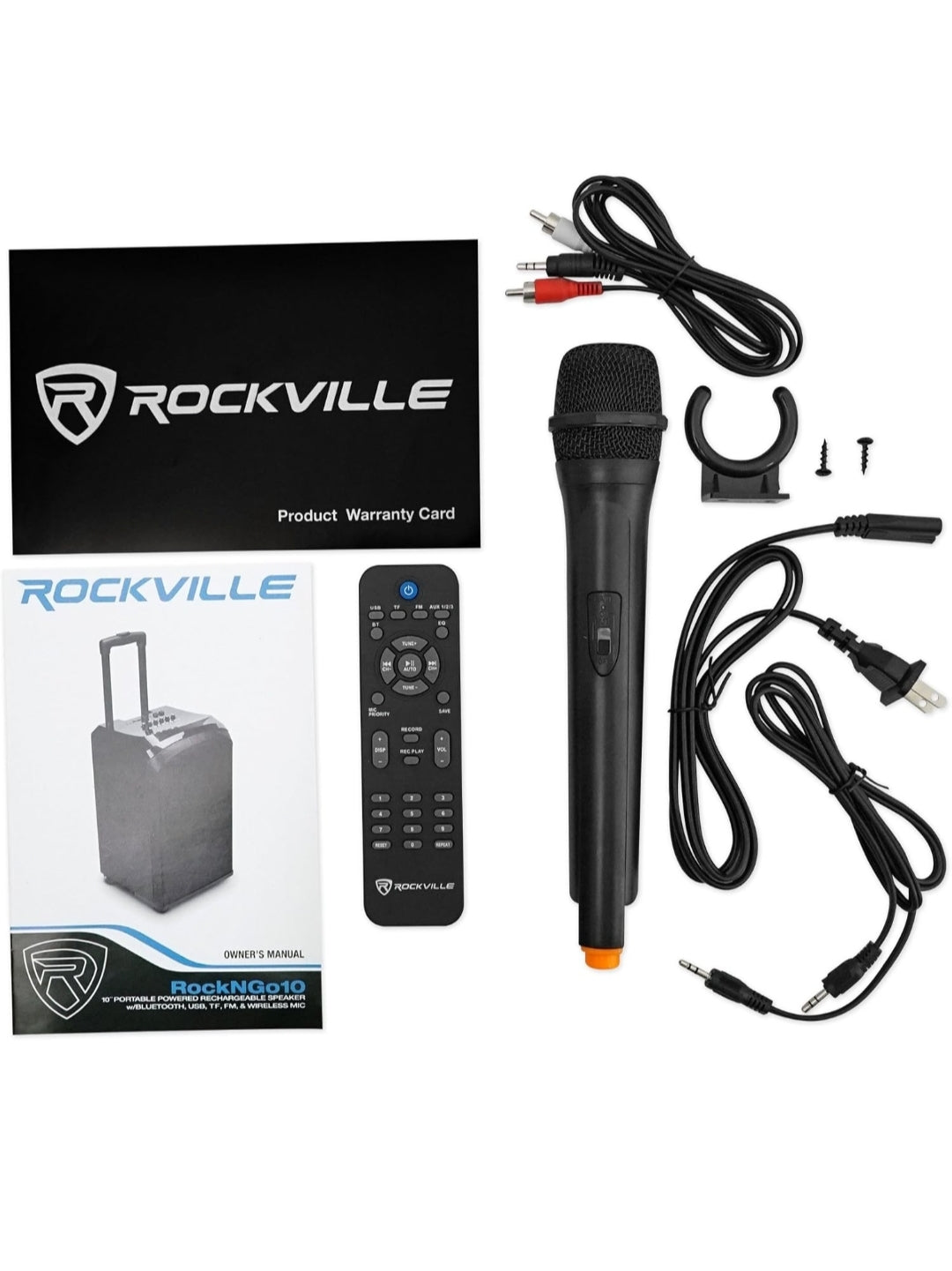 Rockville ROCKnGo 10" Powered Rechargable PA Speaker w Bluetooth + Wireless Mic