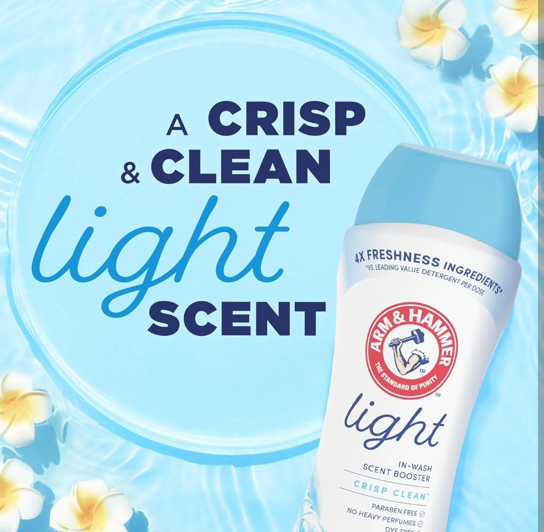 ARM & HAMMER Light In-Wash Scent Booster, Laundry Scent Booster Crisp Clean scent (24 Oz)
