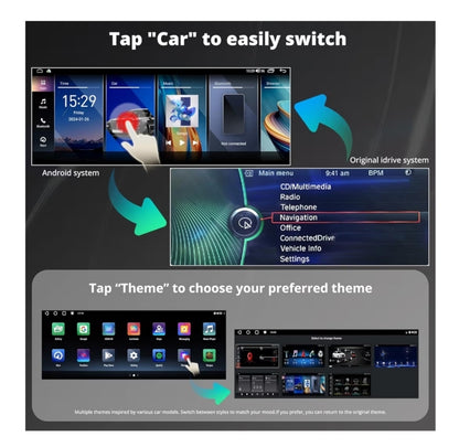 12.3" Android-motorstereo versoenbaar met BMW 3-reeks E90 E91 E92 E93 2008-2012 CIC-stelsel, draadlose CarPlay en Android Auto, 4G LTE, GPS-opsporing, Dubbele BT