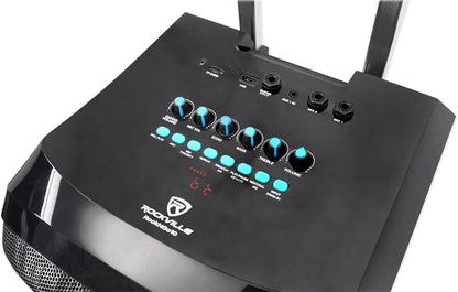 Rockville ROCKnGo 10" Aangedrewe Herlaaibare PA Luidspreker met Bluetooth + Koordlose Mik.