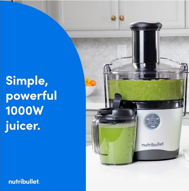 NutriBullet Juicer Pro Sentrifugale Versapper, Voedselvoorbereiding, 800ml/1.5 Liter, 1000 Watt - Silwer