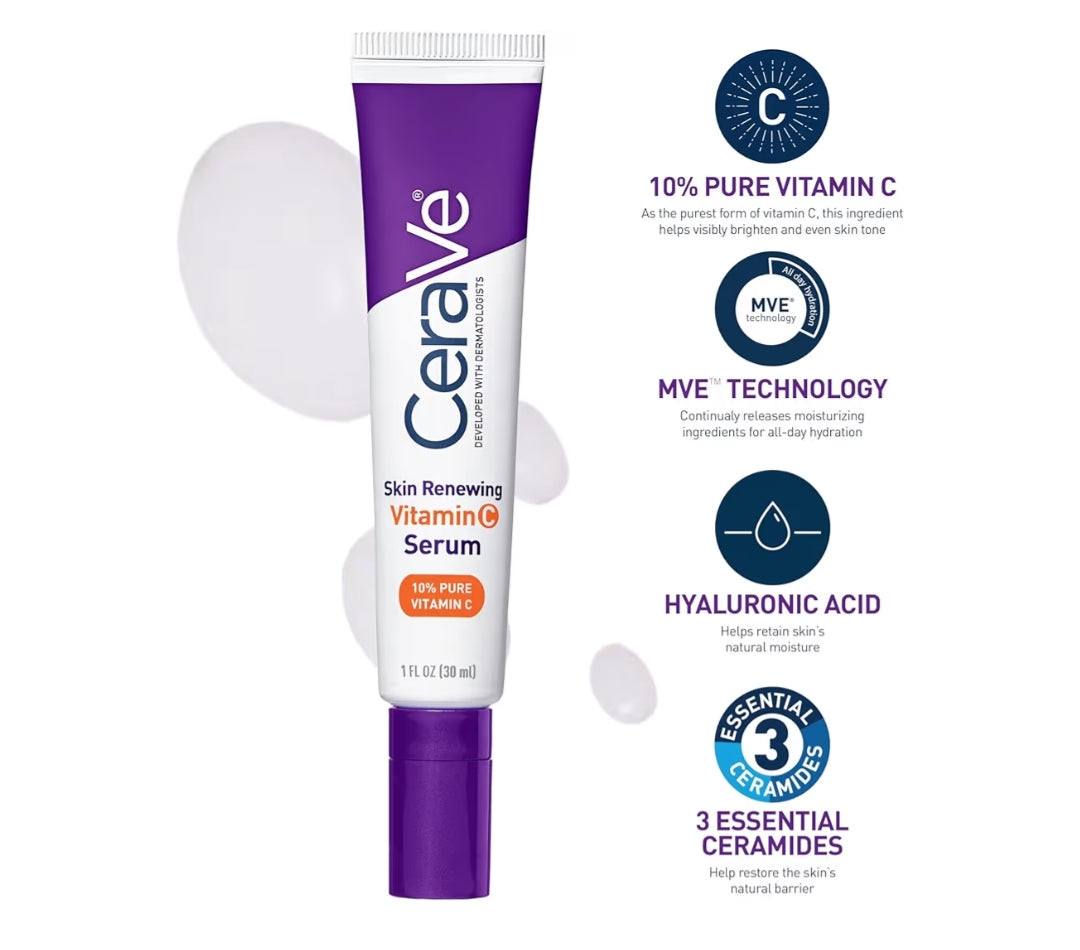 CeraVe Vitamien C-serum en Vitamien C-oogroom Velversorgingstel | Velverhelderende serum met hialuroonsuur
