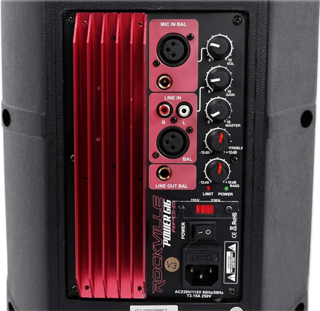 Rockville RPG8 400W 8" Powered PA Speaker, 2-Way System, Bluetooth, USB/SD Input - Lightweight