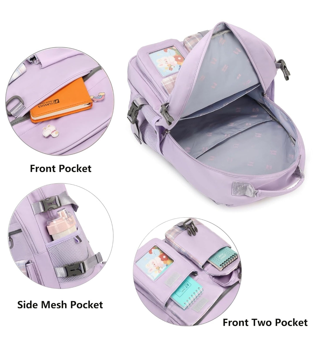 Backpack for Girls, 15.6 Inch Laptop School Bag Kids Kindergarten Elementary College Backpacks Large Bookbags for Teen Girl Women Students Casual Travel Daypacks (Purple)