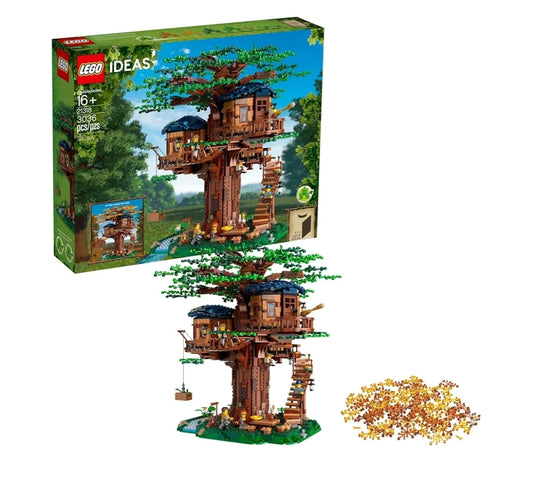 LEGO Ideas Tree House, Model Construction Set w/ 3 Cabins, Interchangeable Leaves, Minifigures and a Bird Figure - NEW