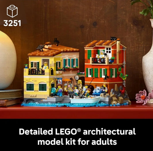 LEGO Ideas Italian Riviera Building Set for Adults - DIY Home & Office Decor for Men & Women Construct 3 Colorful Buildings & 10 Minifigures w/ Accessories