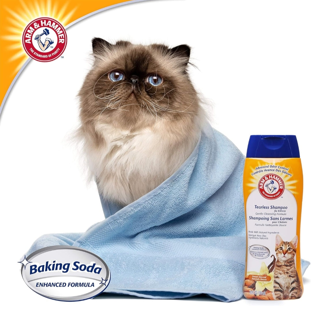 Arm & Hammer Tearless Kitten Shampoo for Cats Natural Cat Shampoo for Odor Control (20Oz)  (Pack of 1)