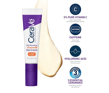 CeraVe Vitamien C-serum en Vitamien C-oogroom Velversorgingstel | Velverhelderende serum met hialuroonsuur