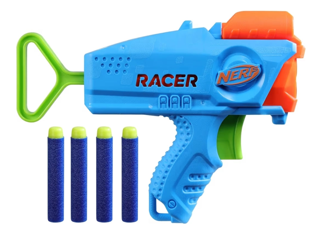 NERF Elite Junior Racer Easy Play Dart Blaster - 4 Elite Darts - Blaster Outdoor Toys (Kids- Ages 6+)