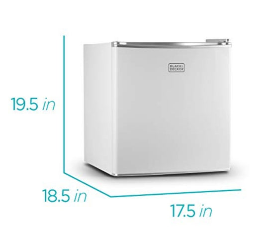 BLACK+DECKER BCRK17W Kompakte Yskas Energiedoeltreffende Enkeldeur Minikoeler met Vrieskas, 1.7 Kubieke Voet, Wit