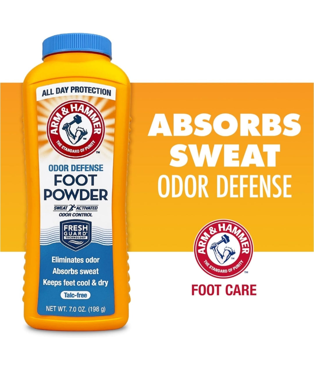 Arm & Hammer Foot Powder for Shoes & Feet, Talc-Free Odor & Moisture Control for Men & Women - 7oz (3 Pack)