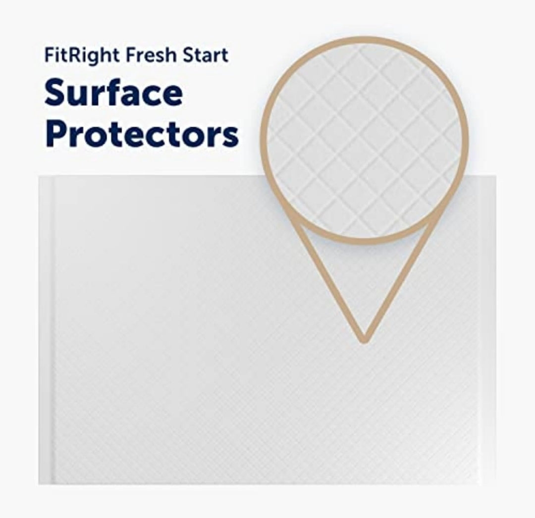 FitRight Fresh Start Disposable Underpads for Incontinence w/ Odor-Control Power of ARM & Hammer (10 CT Pack of 1)
