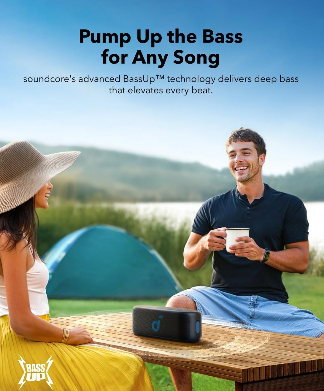 Soundcore Select 2S Bluetooth Speaker by Anker, Portable with 20W Stereo Sound, BassUp, 16H Playtime, Wireless Stereo Pairing, IPX7 Waterproof, Speaker for Home, Shower, Hiking, Outdoor Adventures
