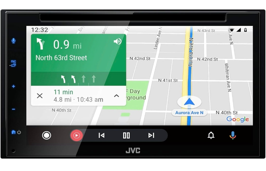 JVC KW-V66BT Apple CarPlay Android Auto DVD/CD-speler met 6.8" Kapasitiewe Raakskerm, Bluetooth Oudio en Hands-Free Oproepe, MP3-speler, Dubbel DIN, 13-Band EQ, SiriusXM, AM/FM Motorradio