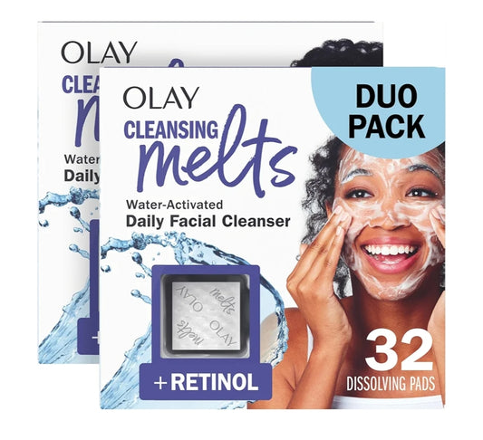 Olay Gesigwas, Retinol Reinigingsmelts, Sonder Geur, Daaglikse Gebruik Sagte Reiniger, Vir Alle Veltipes 64ct (2 Pak)